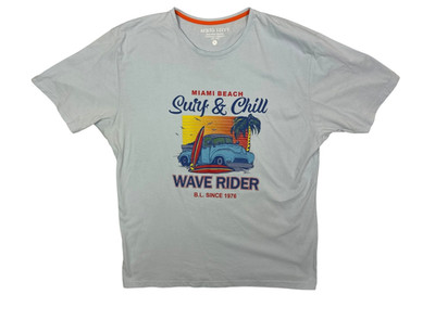 Berto Lucci Sz 3XL T-Shirt Light Blue Short Sleeve ''Miami Beach Surf & Chill ''