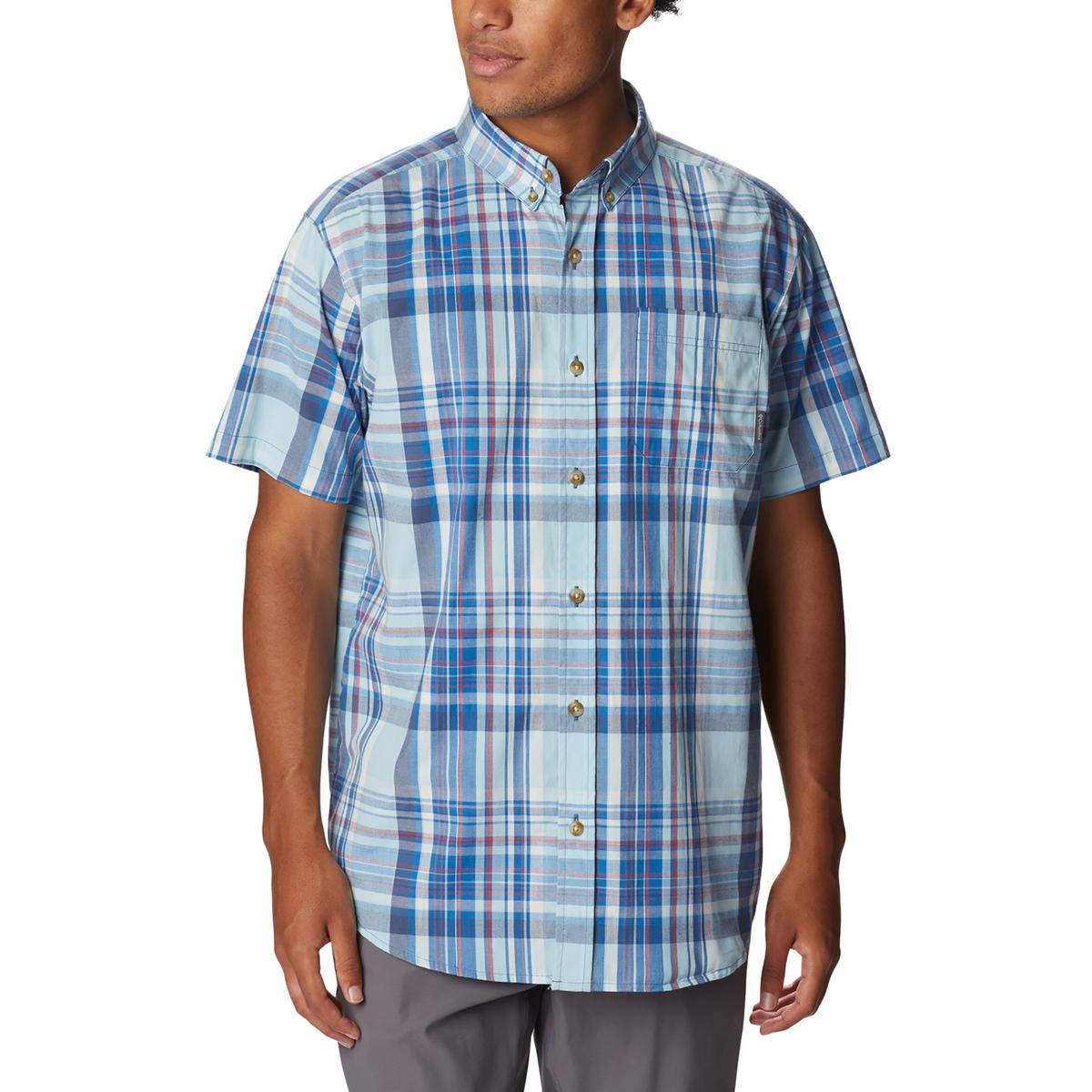 Спортивная мужская рубашка Columbia Sportswear из хлопка в синюю клетку на пуговицах M BHFO 6934 3290₽