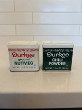 Vintage Durkee Spice Tins- Chili Powder And Nutmeg- Tins Only-set Of Two