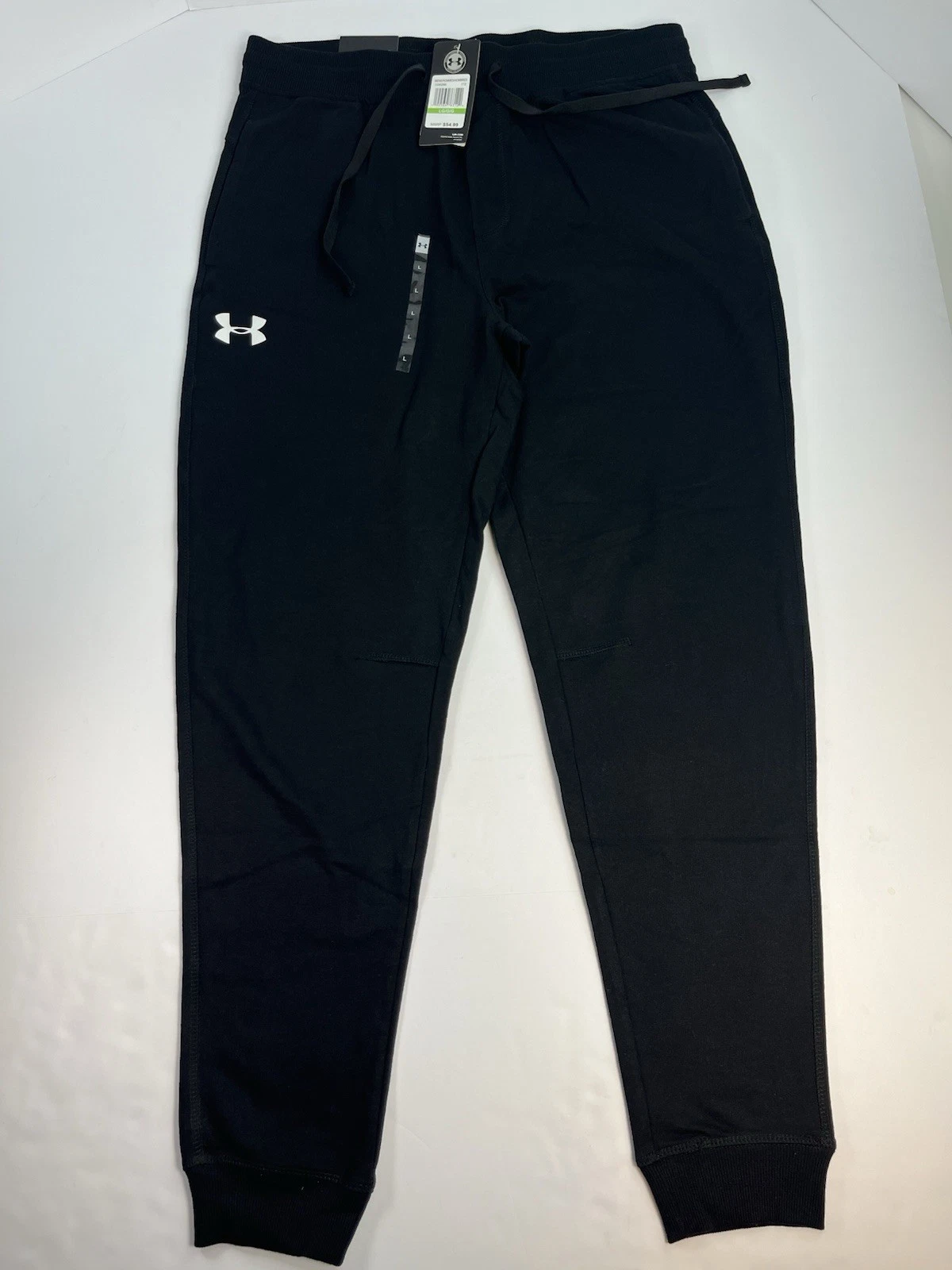 Under Armour Men's Jogger Pants Black Large Athletic Cotton Fleece Logo ColdGear