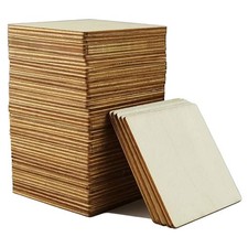 50Pcs 3 X 3 Inch Unfinished Wood Squares, Blank Square Wood Slices