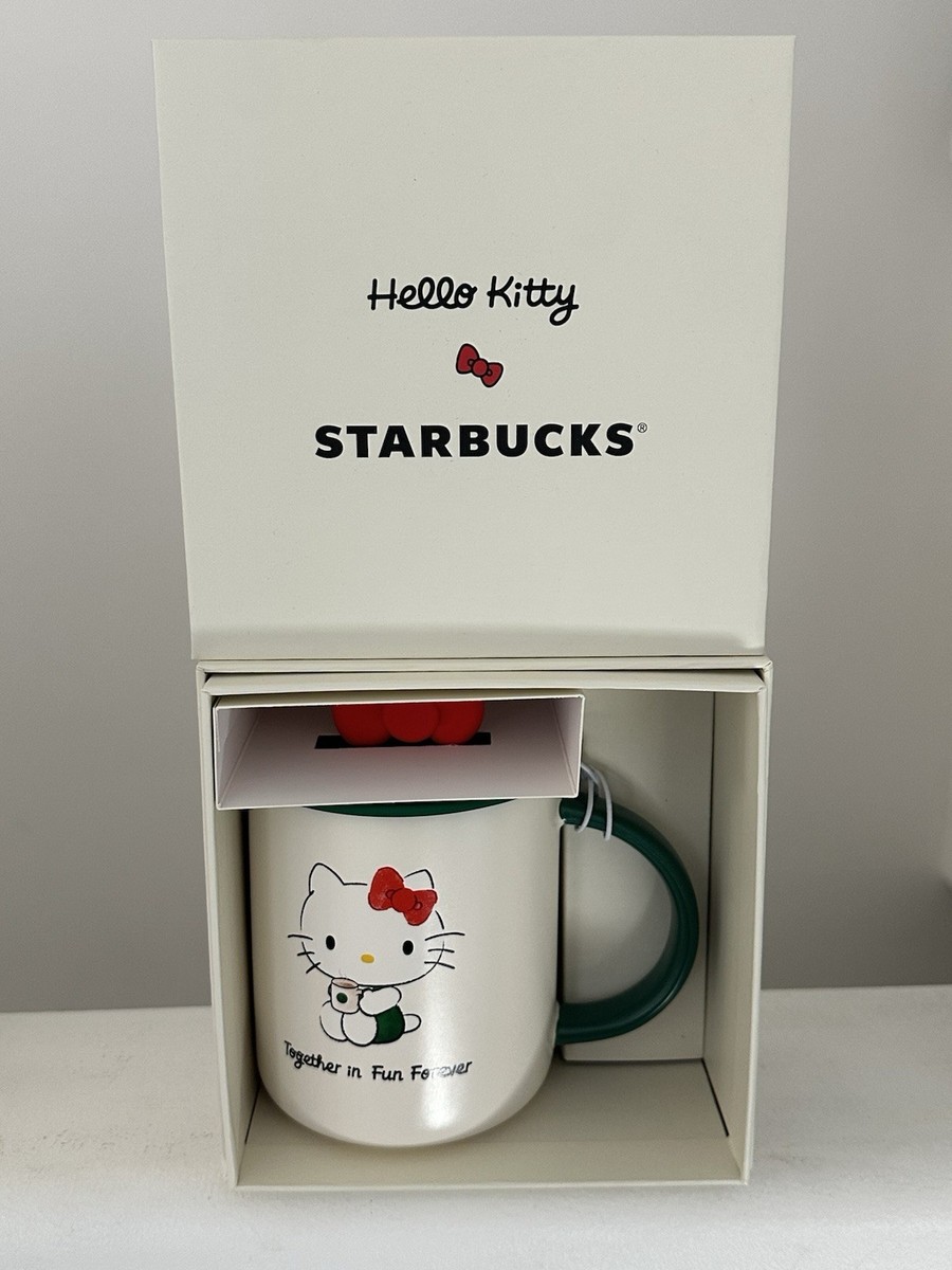 New In Box 2025 Starbucks x Hello Kitty Ceramic Mug 16 oz Bow Top