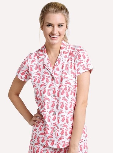 Roller Rabbit short sleeve rabbit button up top Size XL #278