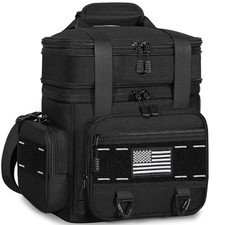 Expandable Tactical Lunch Box, Large Insulated Lunch Cooler Bag 16L A-Black
