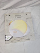 iHome Zenergy Sunrise Alarm Clock White Noise Sound Machine Bluetooth Speaker