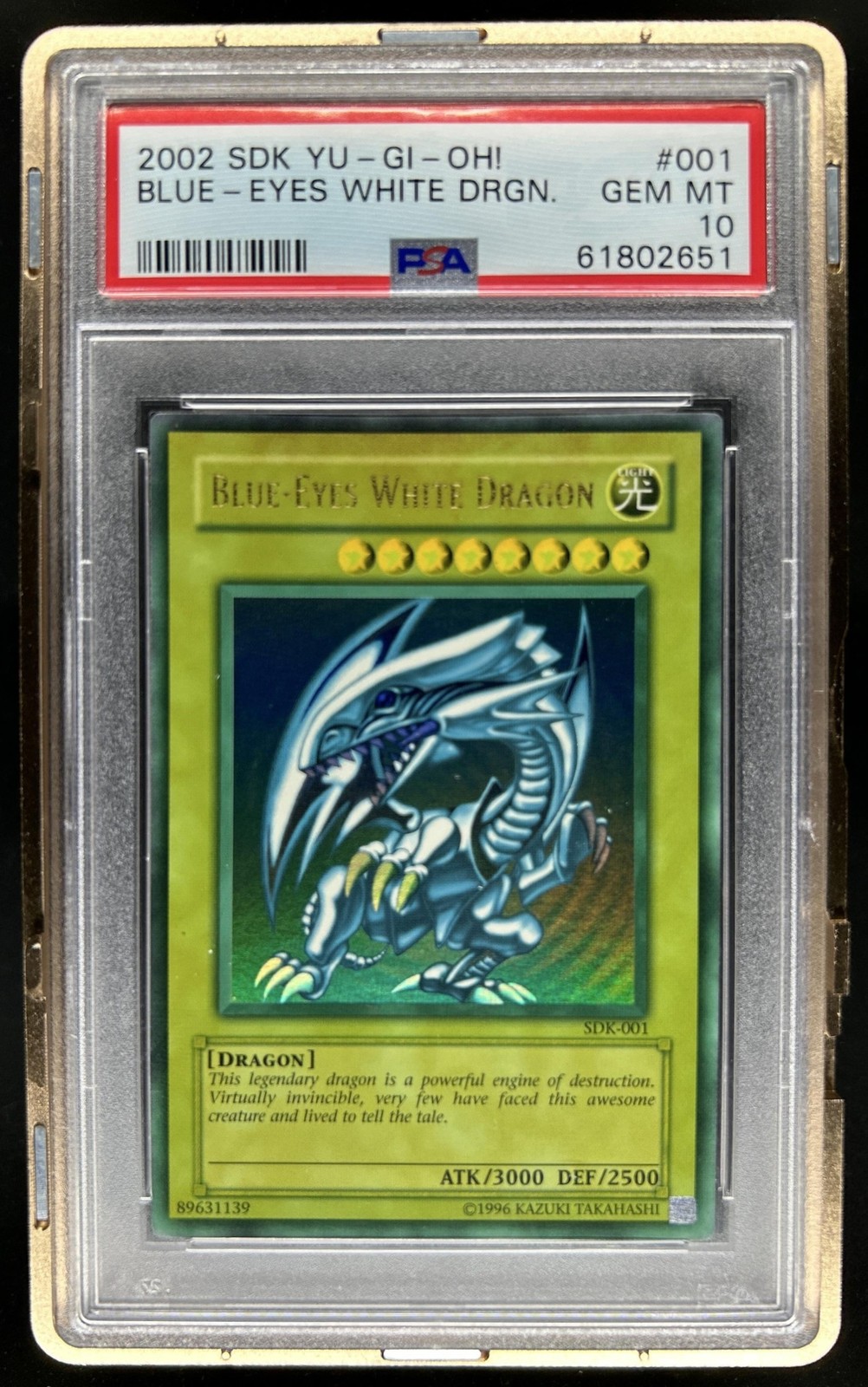 2002 Yu-Gi-Oh Kaiba Blue-Eyes White Dragon Insufficient Ink #SDK-001 PSA 10