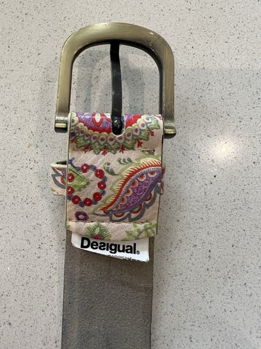 Desigual White Embroidered Belt Floral Sequins Women’s Size 95cm W37” - 第 5/5 張圖片