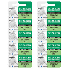 Seizaiken 362 SR721SW 1.55V 0 Hg Silver Oxide Watch Battery 10 Batteries 