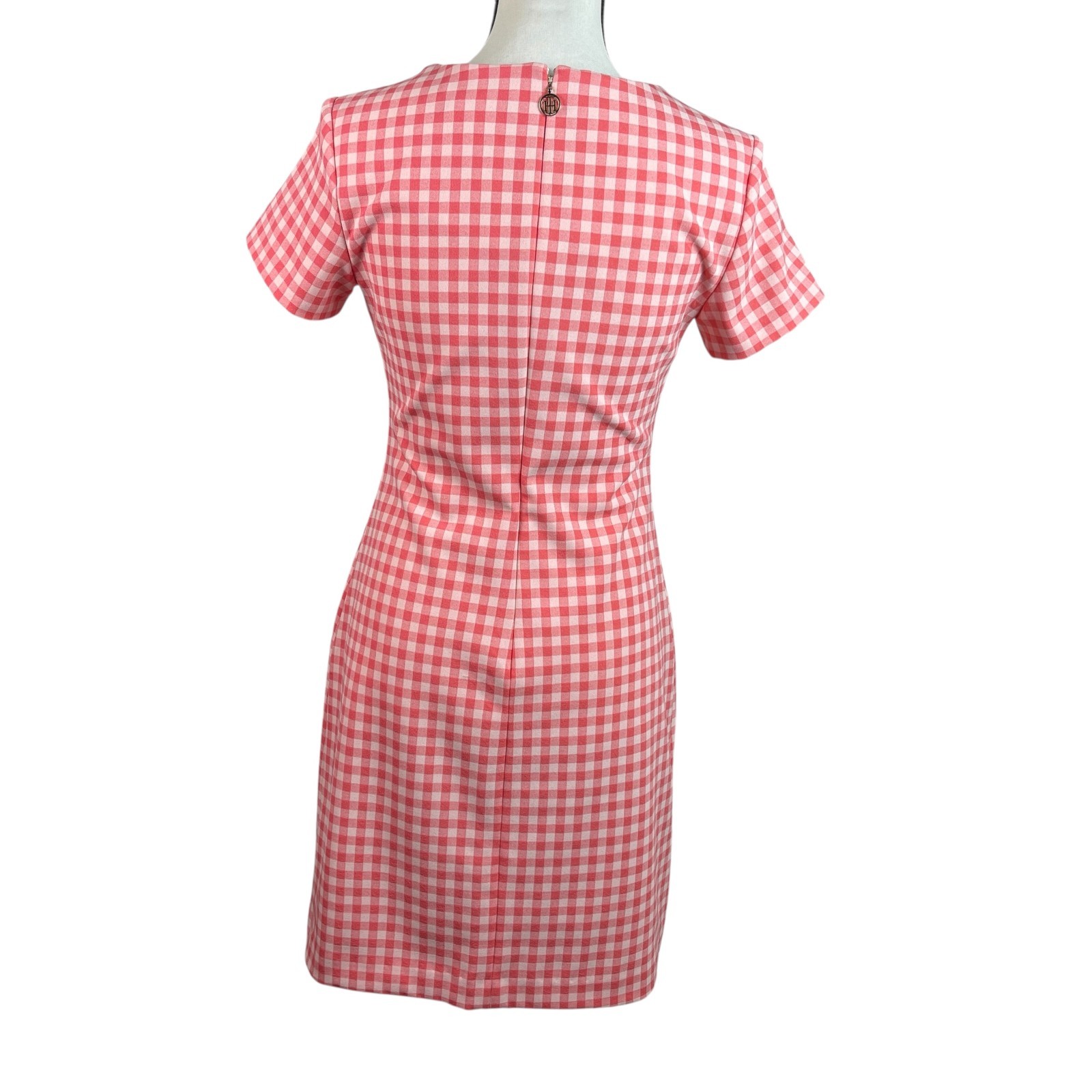 Tommy Hilfiger Women's Dress Size 2 Pink White Gingham Short Sleeve Preppy thumbnail 6