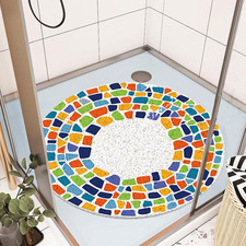 Shower Mat Non-Slip, Soft Comfort Bath Mat with Drainage Holes, PVC Loofah Massa