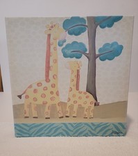 Jungle Safari Canvas Print. Giraffes by Tree. Kid's Room Decor 9 X 9 Inches.