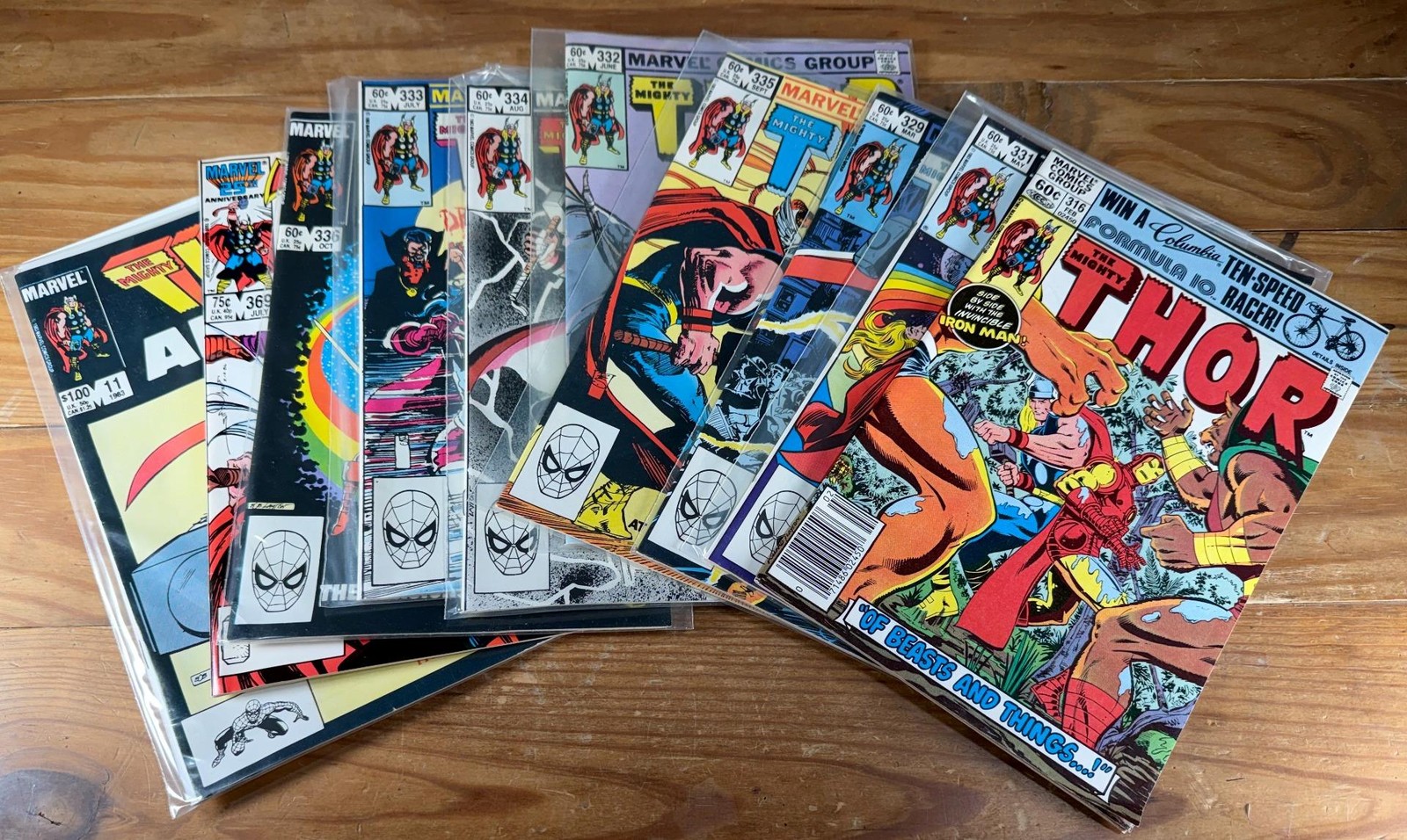 10 THOR LOT UNREAD  316 329 331 332 333 334 335 336 369 + 1983 ANUAL #11