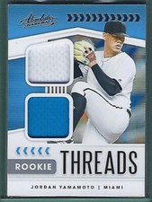 2020 Panini Absolute Jordan Yamamoto Dual Rookie Threads #RTD-JY EX-NM Marlins