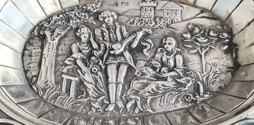 Cenicero alemán figurativo 800 esterlinas 5 3/4" x 4 1/4" Foto 3 de 4