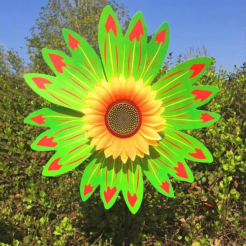 Molino de viento girasol giratorio girasol viento spinner estaca césped de pie flor - Imagen 21 de 37