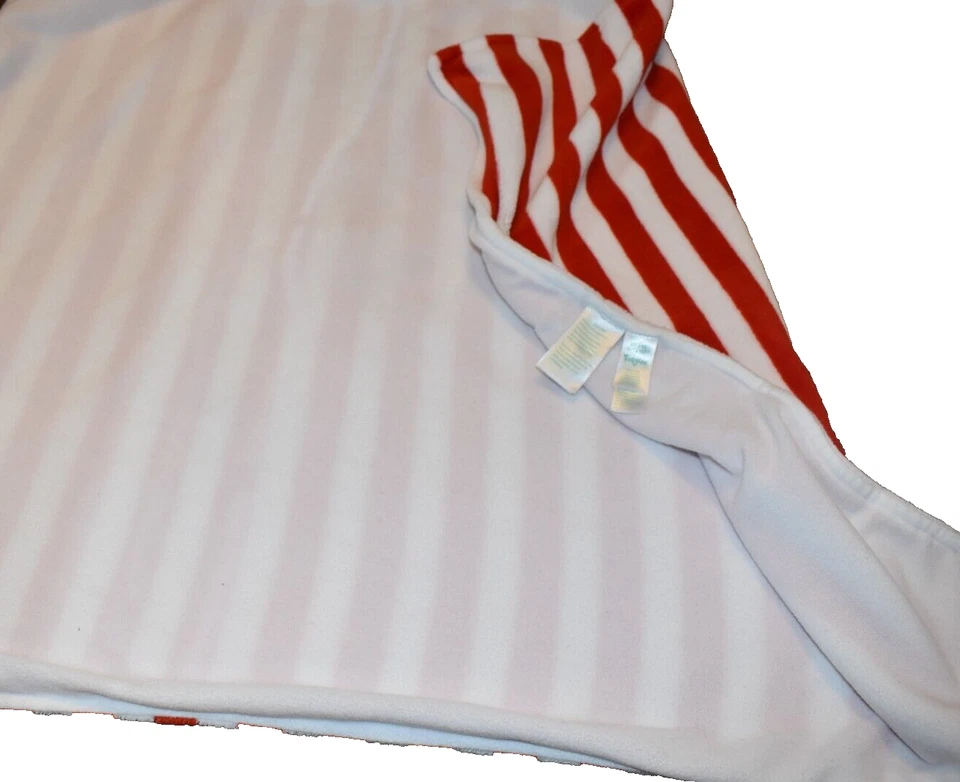 L3!哇! 30x40 TAGGIES 红色白色条纹海盗小狗毛绒婴儿床毯 — 第 4/4 张图片