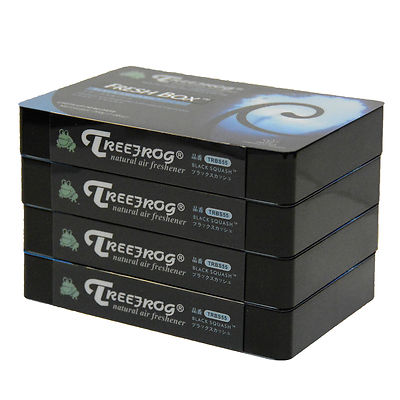 4 PACK NEW JDM TREEFROG FRESH BOX (aka XTREME FRESH) BLACK SQUASH AIR FRESHENER