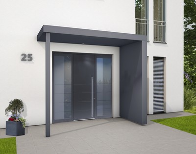 Gutta Rechteckvordach BS Plus XL 250 mit Pfosten und Seitenteil (neues Modell)