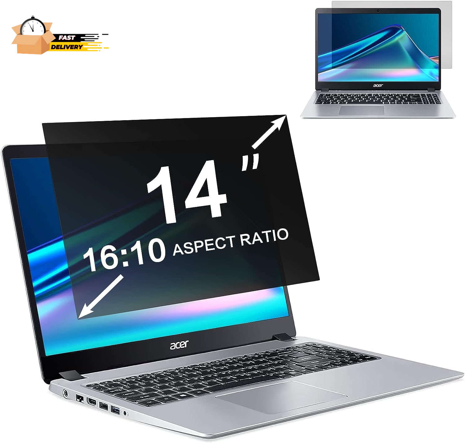 14 Inch Laptop Privacy Screen Filter, for 16:10 Widescreen Monitors -Dell/Hp/Ace