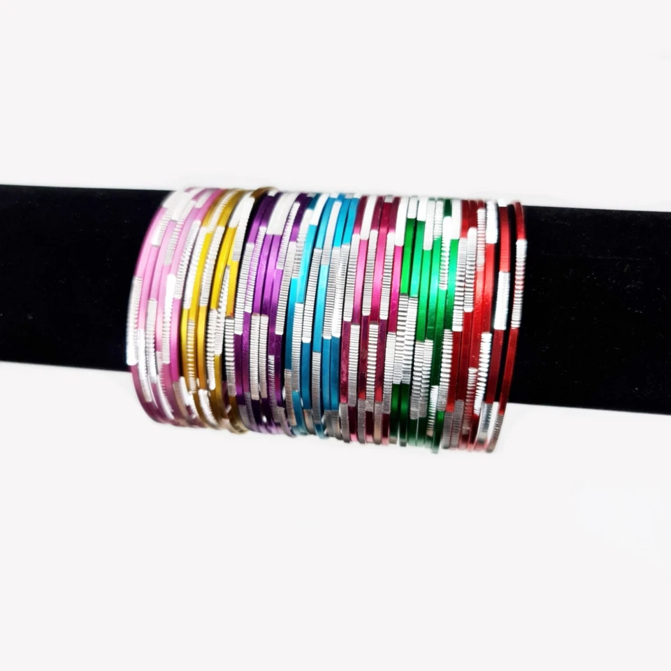 12 Indische Armreifen Set Ø6,5cm Schmuck Armband Bollywood Choorian Bangles  - Bild 1 von 1
