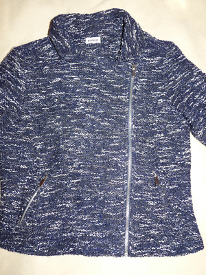 Veste courte style blouson PIMKIE en bouclette chinée bleu foncé