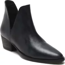 Free People Charm Double V Black Leather Ankle Booties Women's Size 39