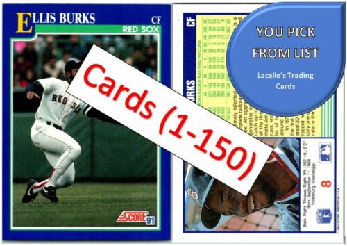1991 Score Baseball Cards (1 - 150) - U-Pick From List - Picture 1 of 271