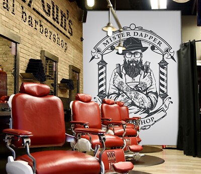 3D Design E4126 Hair Cut Barber Shop Wallpaper Mural Wall Print Murals CA Erin
