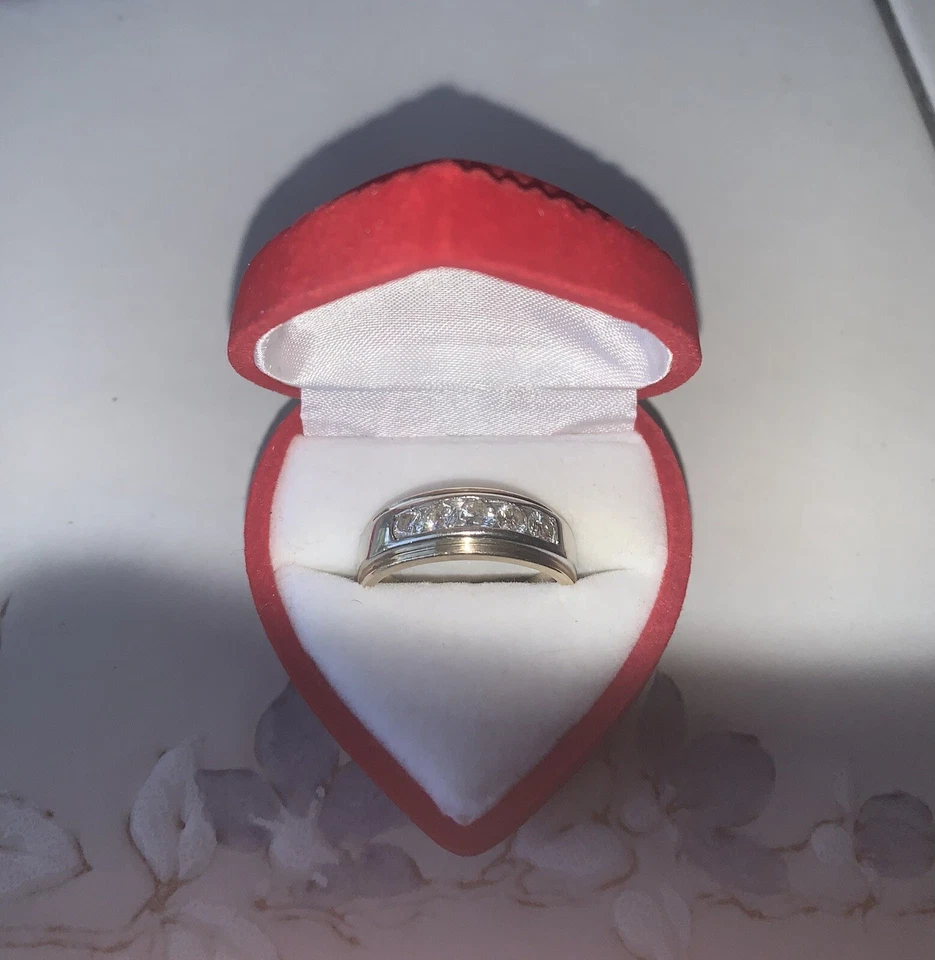 Alianzas de boda de diamantes de oro blanco para hombre talla 10,5, 1 quilate peso total Foto 2 de 4