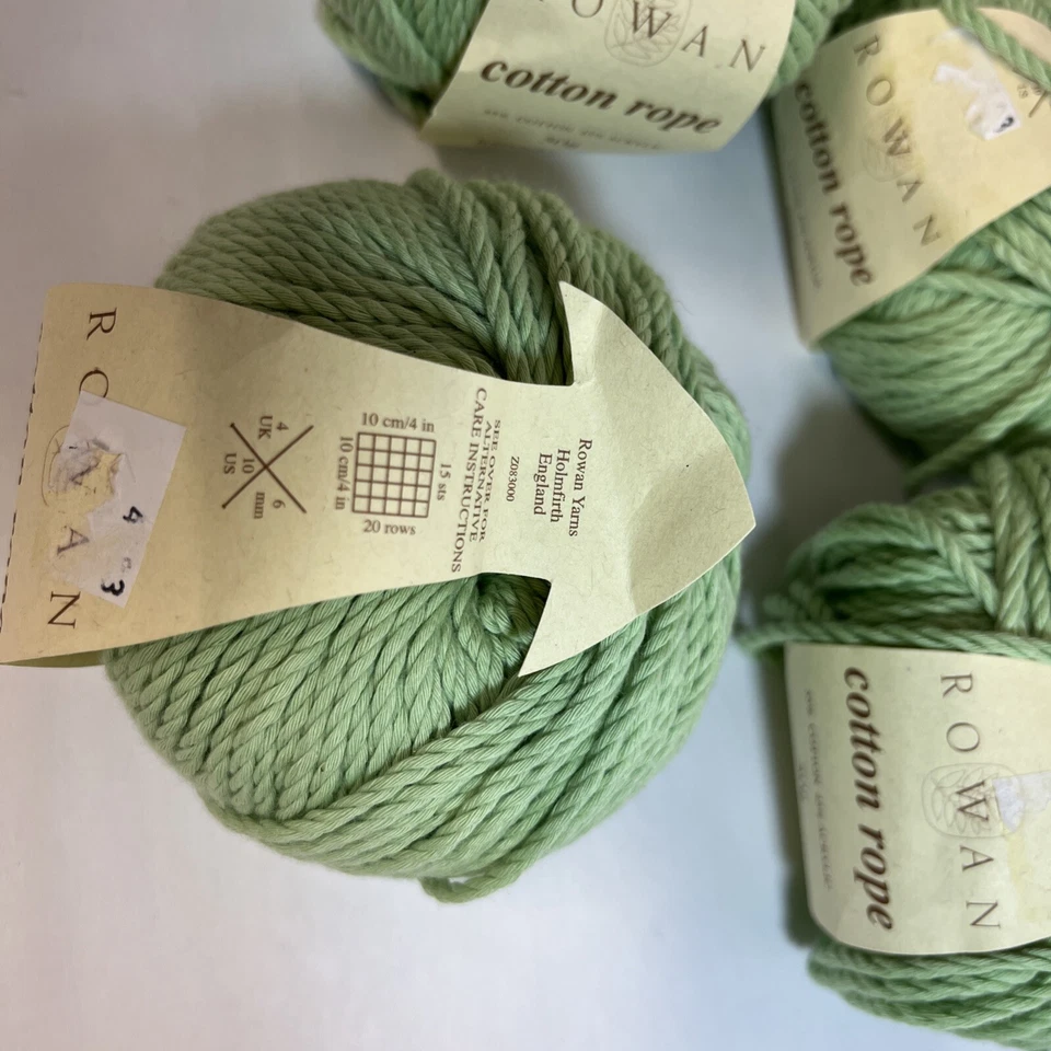 5 Skeins ROWAN Cotton Rope Aran Weight Cotton Blend Yarn Light Green 065 50g Lot - Image 4 of 4