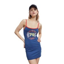 Urban Outfitters UO Race Me Blue Tank Top Bodycon Sleeveless Dress Size Large