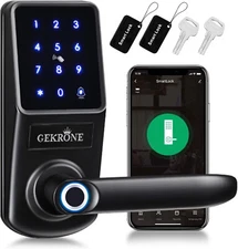 Smart Fingerprint Lock w Lever Handle, Keypad Touchscreen Keyless Entry, 2264