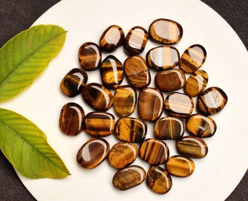 13 To 14 Cts Each Natural Tiger's Eye Cabochon Certified 10 Pcs Gemstone Lot - Picture 6 of 10