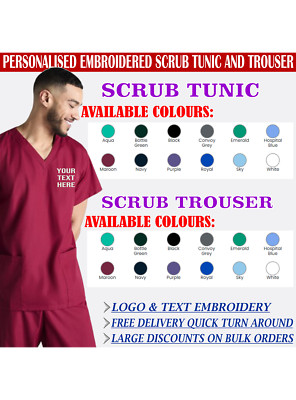 Personalisierte bestickte Text Uneek UC921/922 Unisex Scrub Tunika & Scrub Hose
