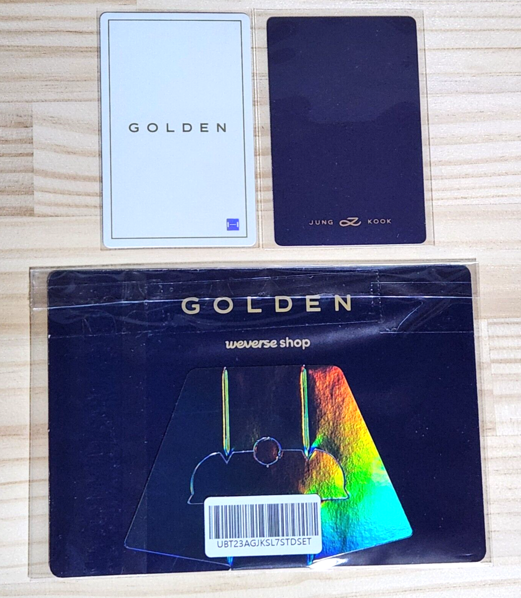 BTS Jungkook's GOLDEN m2u LUCKY DRAW + weverse POB card & photo
