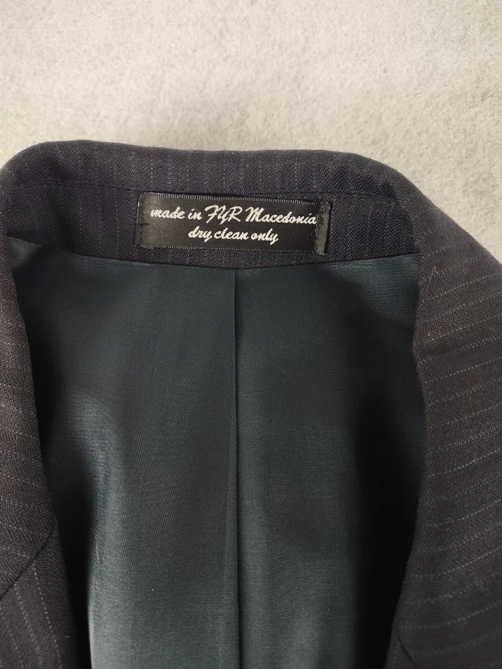 Traje Gianfranco Ruffini Lana 2 Piezas Azul Rayas Talla 36R Pantalones, Chaqueta 44R Foto 4 de 4