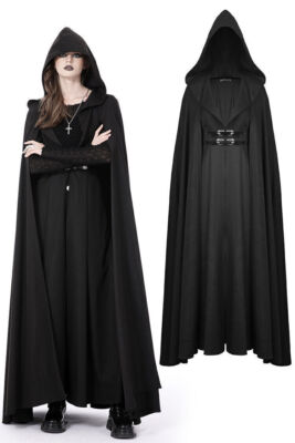 DARK IN LOVE Women Steampunk Gothic Punk Hooded Long Cape Coat Jacket Cloak