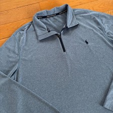 Ralph Lauren Pullover Mens XL Blue Golf Quarter Zip Performance Stretch Pony