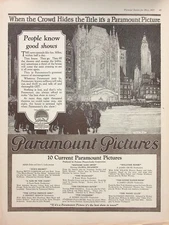 Original 1925 Ad for Paramount Pictures