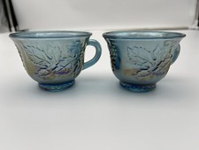 2 Vintage Indiana Blue Harvest Grape Carnival Punch/Tea Cups