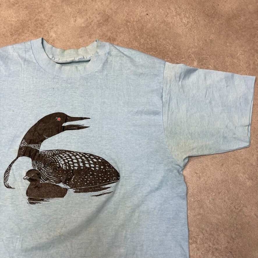 Goose T-Shirt Mens Bird Graphic Spellout Single Stitch Tee, Blue Medium image 2