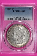 Nicely Toned 1884 O MS 63 Liberty Morgan Silver Dollar PCGS Certified Slab 750