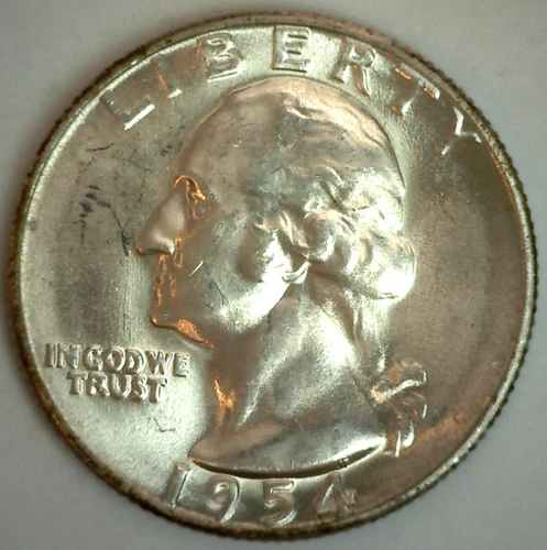 1954 S Washington Silver Quarter 25c US Coin San Francisco Mint Uncirculated