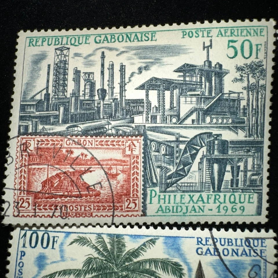 Gabon 7 Stamp Lot 1967 American Missionaries 1969 PhilexAfrique 1970 EuroAfrica - Image 4 of 4