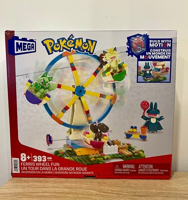 Mega Pokémon Ferris Wheel Fun Set with 393 Pieces, 4 Poseable Characters for Kid