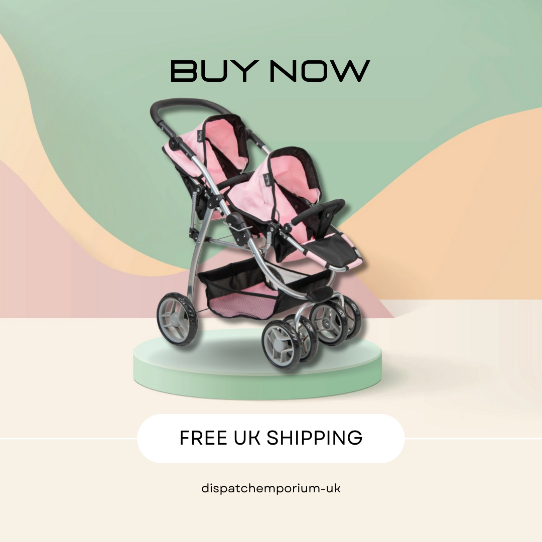 Double Pram Girls Play Pushchair Silver Cross Dolls Twin Stroller