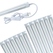 4FT 12 Pack LED Shop Light T8 Linkable Ceiling Fixture 24W Daylight 6000K Clear