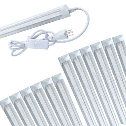 4FT 12 Pack LED Shop Light T8 Linkable Ceiling Fixture 24W Daylight 6000K Clear - Picture 1 of 8