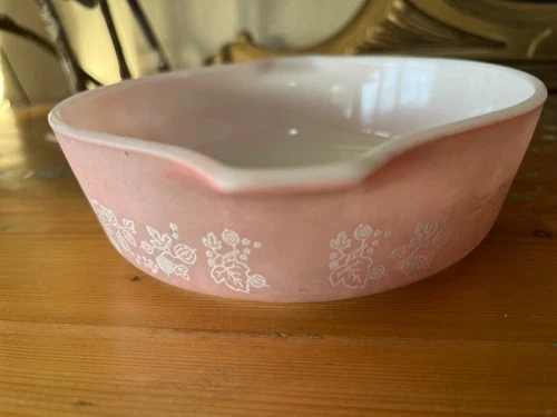Pyrex Pink Gooseberry 1 Pint #471 Round Casserole Dish No Lid Rough Shape