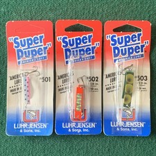 (3) Luhr Jensen SUPER DUPER Fishing Lures, 501, 502, 503, Unopened Vintage Lot